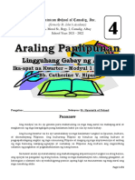 Lingguhang Gabay NG Aralin: Ika-Apat Na Kwarter - Modyul 1 (Skedyul 2) Bb. Catherine V. Nipas