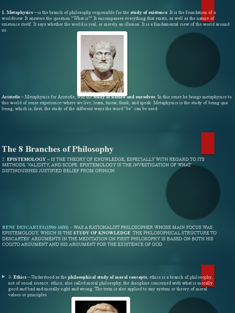 Branches of Philosophy PDF Epistemology Metaphysics