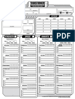 Transformers Character Sheet (Fillable)