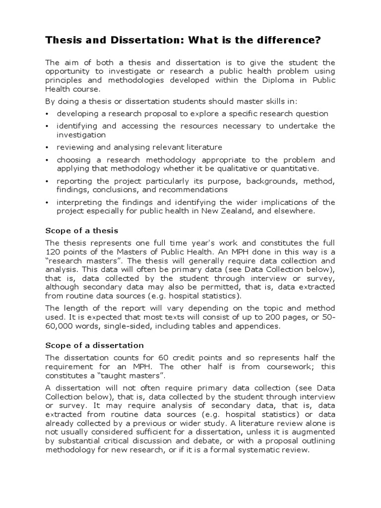 Thesis vs Dissertation in Public Health | PDF | Thesis | Data