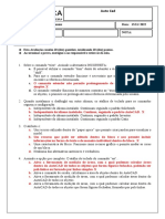 Auto Cad - Avaliação de Pesquisa sobre comandos e funções