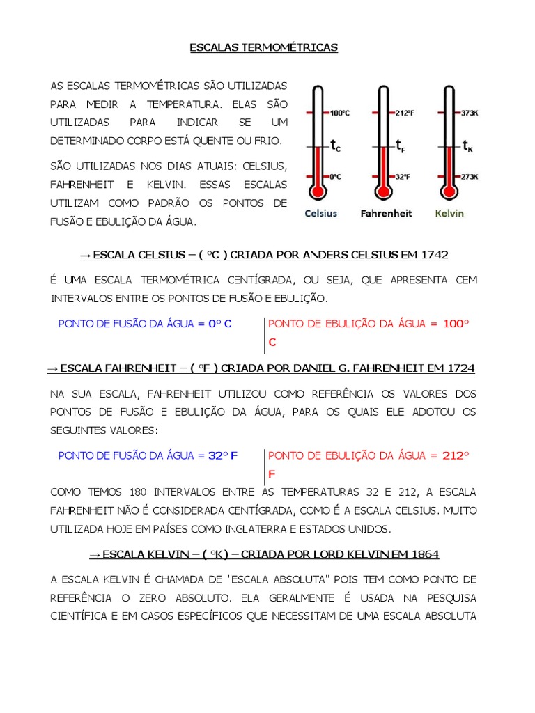 Principais Escalas Termométricas | PDF