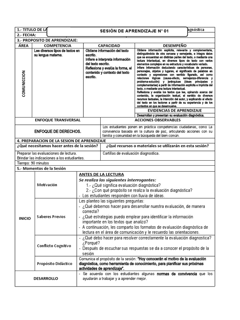 Sesiones de aprendizaje 27 03 23 pdf las emociones evaluaci n