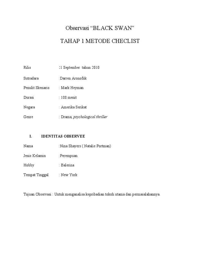 OW 1 Checlist | PDF