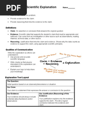 Claim Evidence Reasoning Worksheet