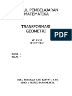 Modul Pembelajaran Matematika Transformasi Geometri: Kelas Xi Semester 2
