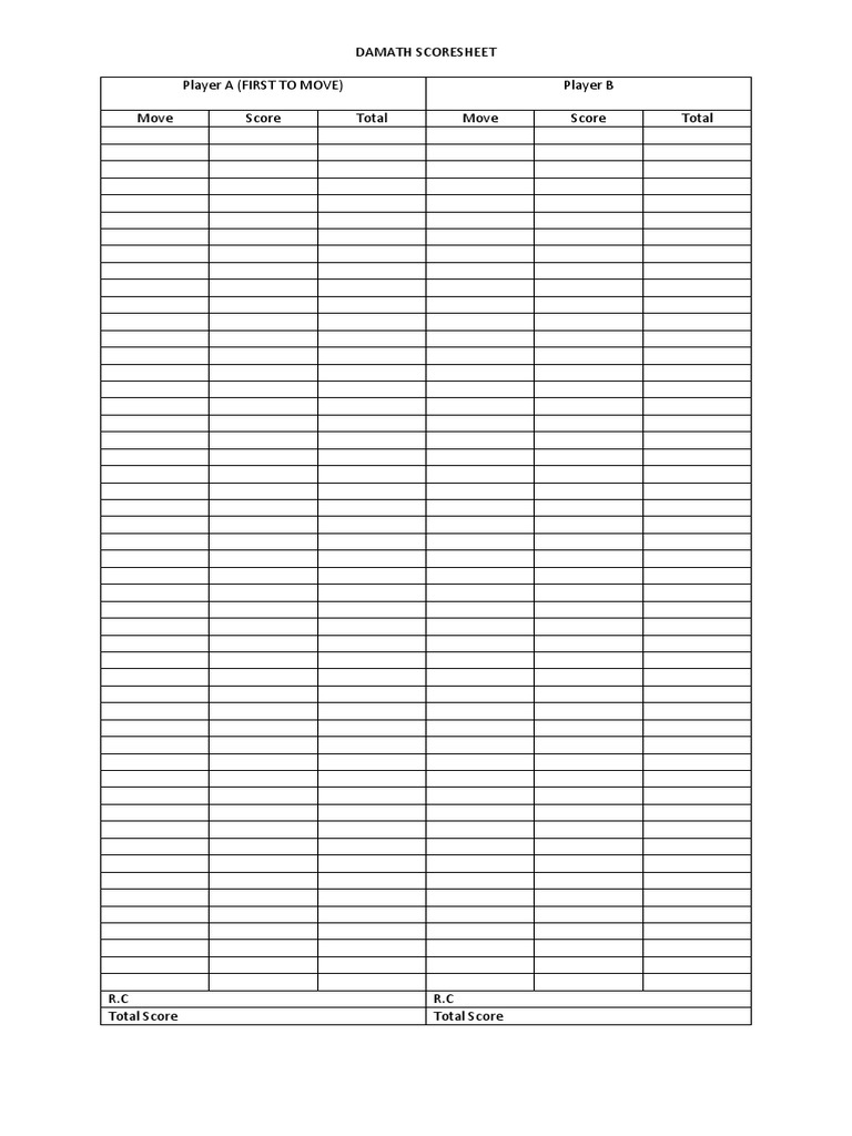DAMATH Score Sheet Template | PDF