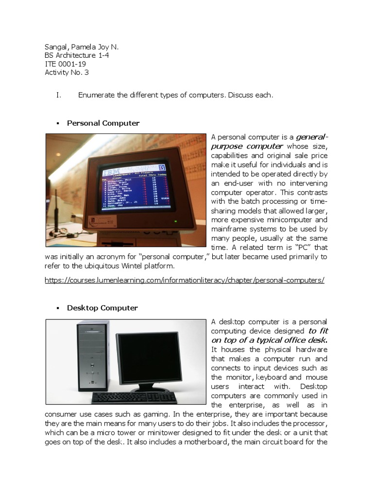 Types of Computers and Their Functions | PDF | Personal Computers ...