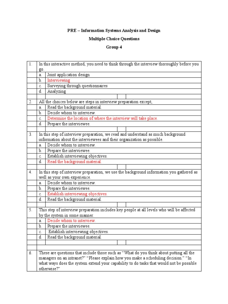 Interview Techniques in Systems Design | PDF | Questionnaire ...