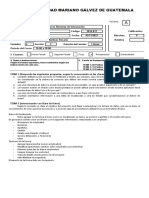 Universidad Mariano Gálvez de Guatemala: Primer Parcial Segundo Parcial Recuperación Extraordinario X