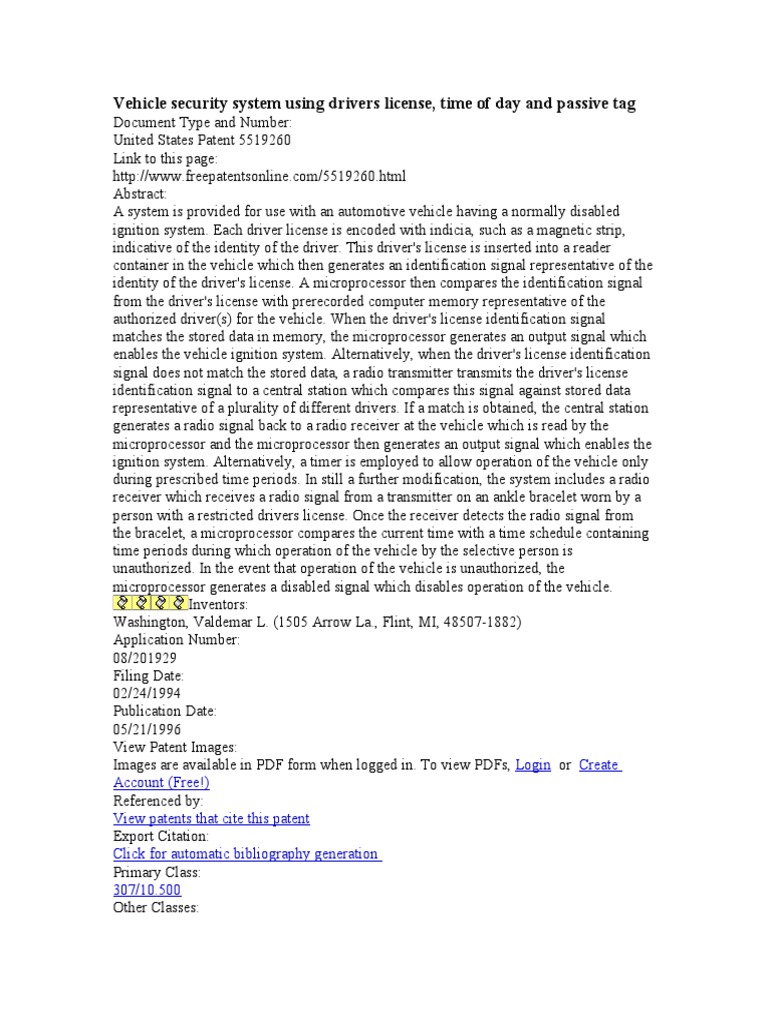 Ignition System PDF Radio Personal Identification Number