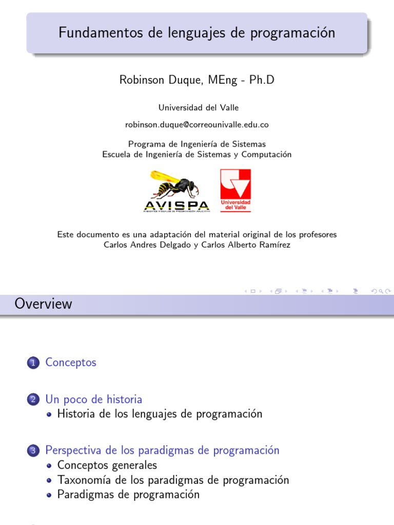 Fundamentos de Lenguajes de Programaci On: Robinson Duque, Meng - PH.D ...