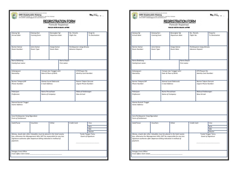 Regristration Form Regristration Form: No.002 - No.002 | PDF | Payments ...