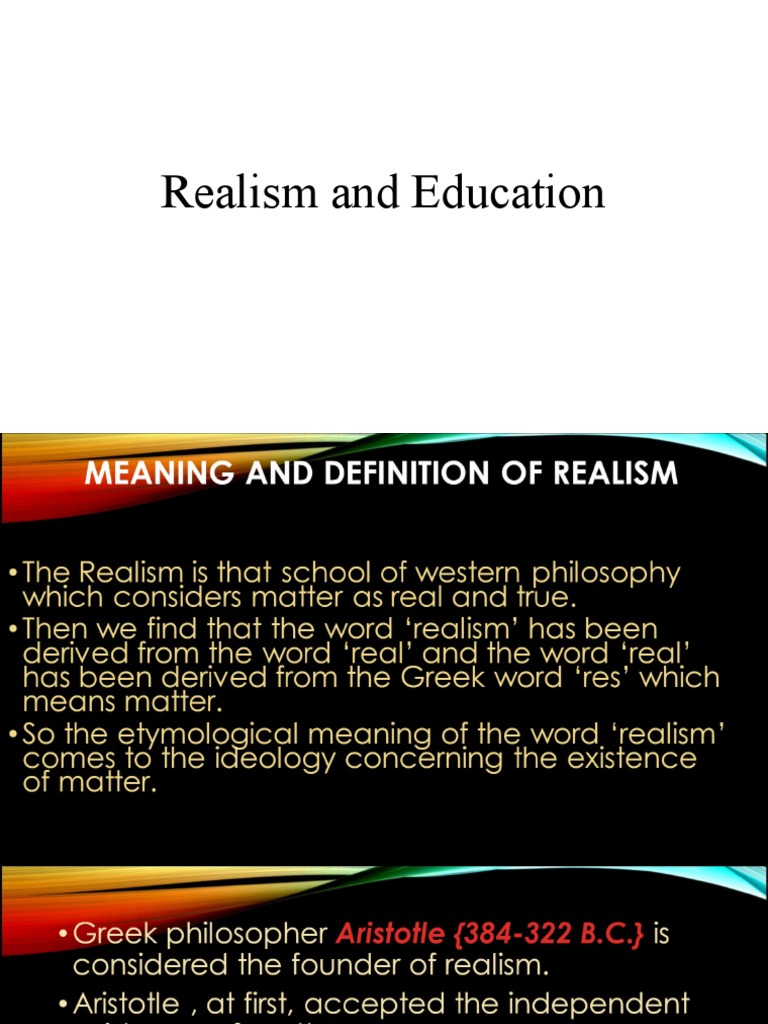 Realism in Education: Key Principles | PDF | Wellness
