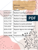 Horario diario de actividades