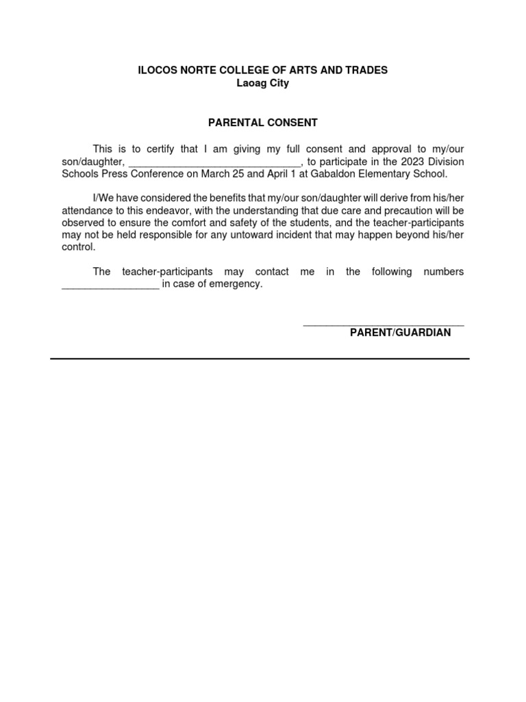 Parent Consent for Press Conference | PDF | Career & Growth | Social ...