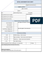 Initial Assessment Data Sheet: Supplier's Contacts