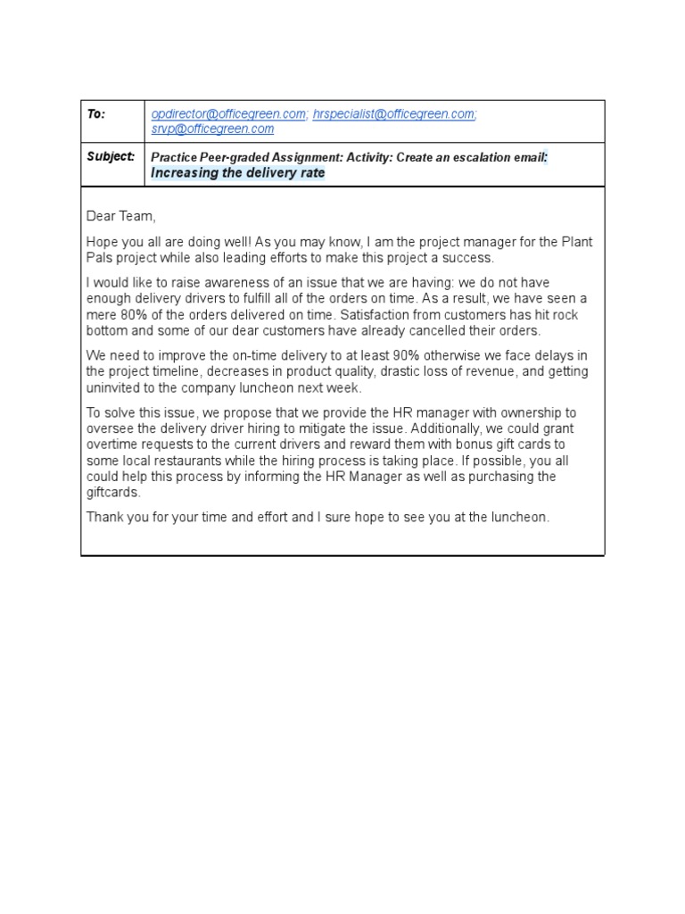 Activity Template Escalation Email PDF