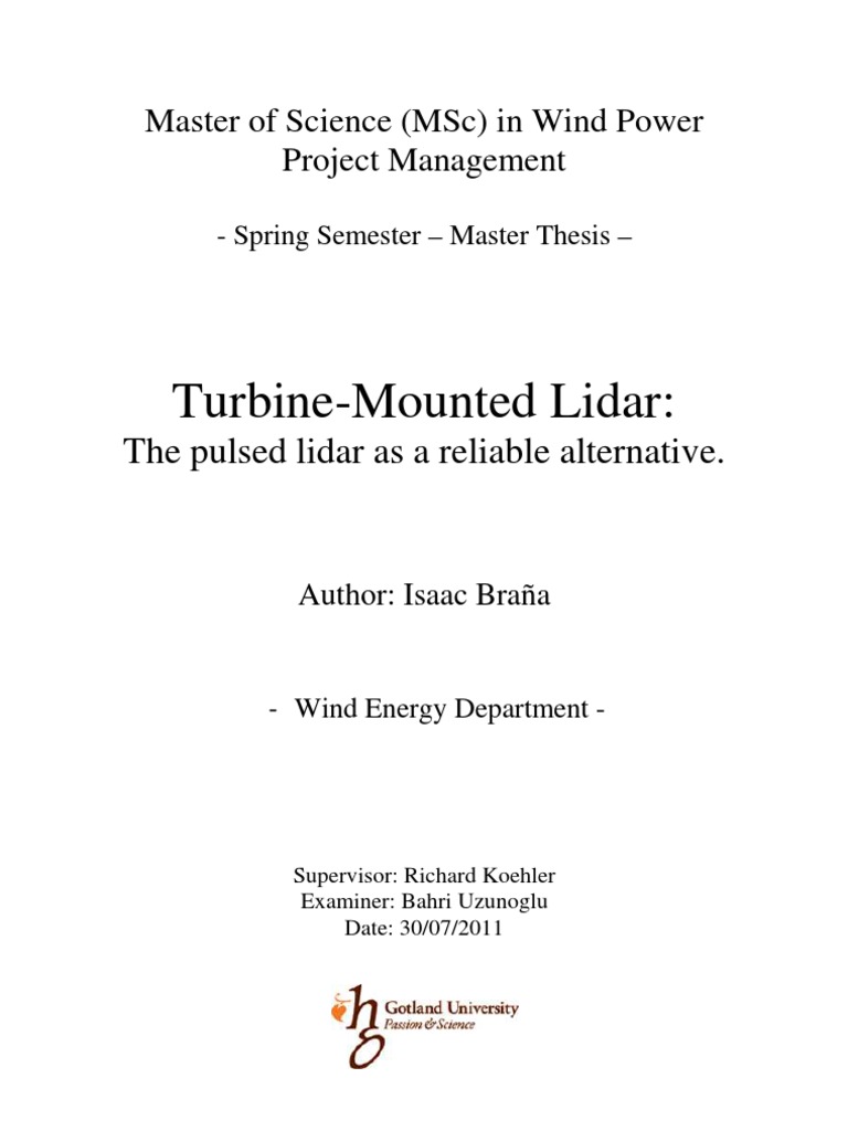 Turbine-Mounted Lidar in Wind Power | PDF | Lidar | Wind Power