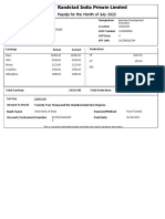 Randstad India Private Limited: Payslip For The Month of July 2022