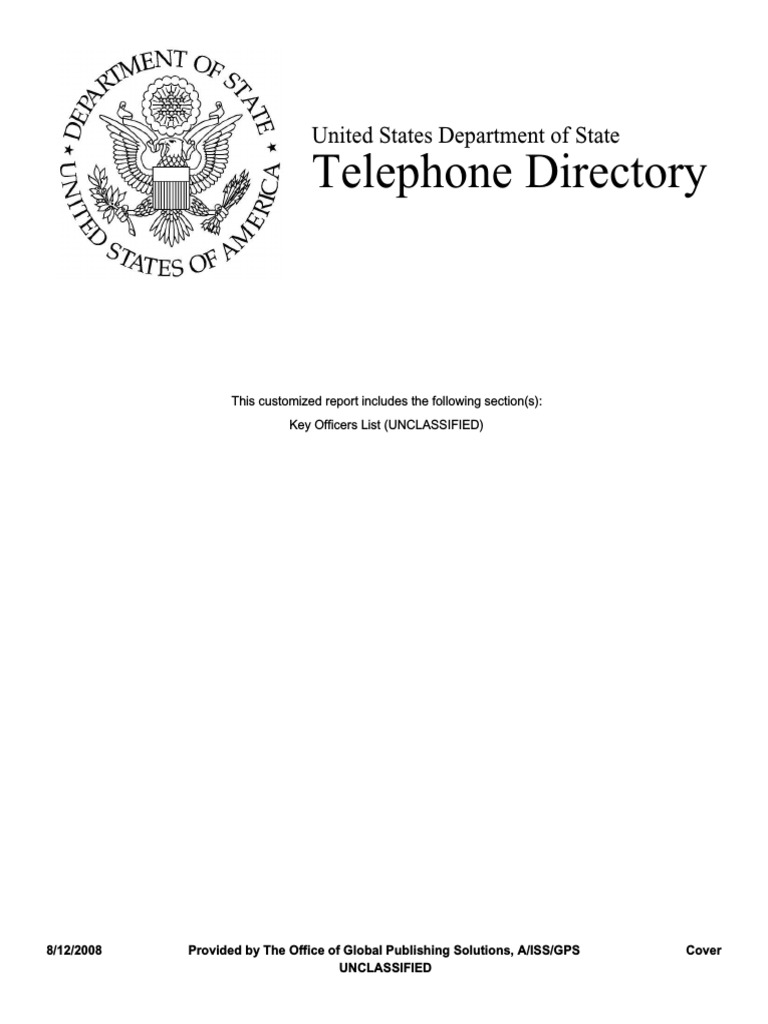 Telephone Directory: United States Department of State | PDF | United  States Department Of State
