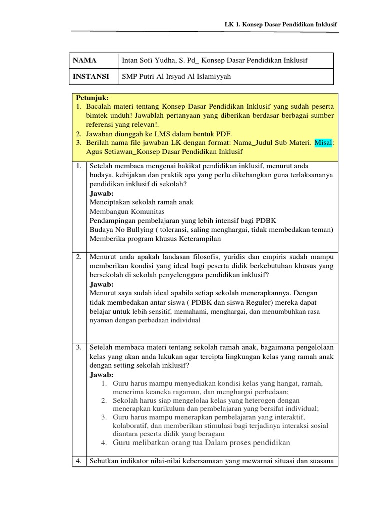 Konsep Pendidikan Inklusif di Sekolah | PDF | Sains & Matematika