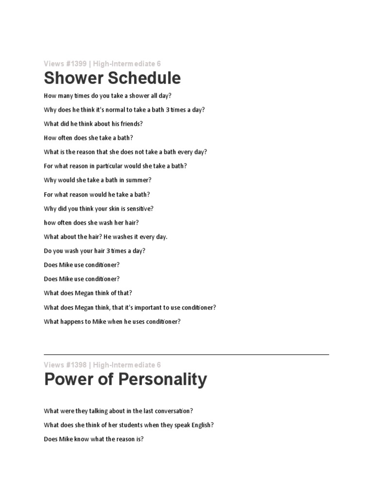 How Many Times Do You Take A Shower All Day PDF