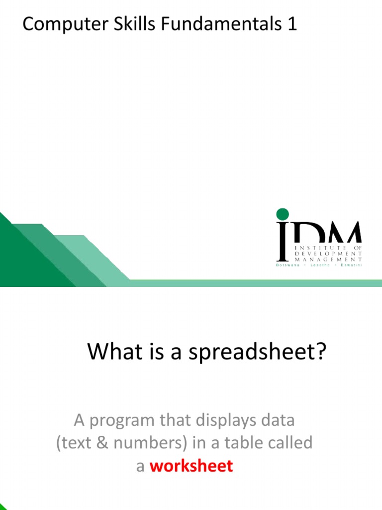 Spreadsheet Basics and Functions Guide | PDF | Spreadsheet | Worksheet