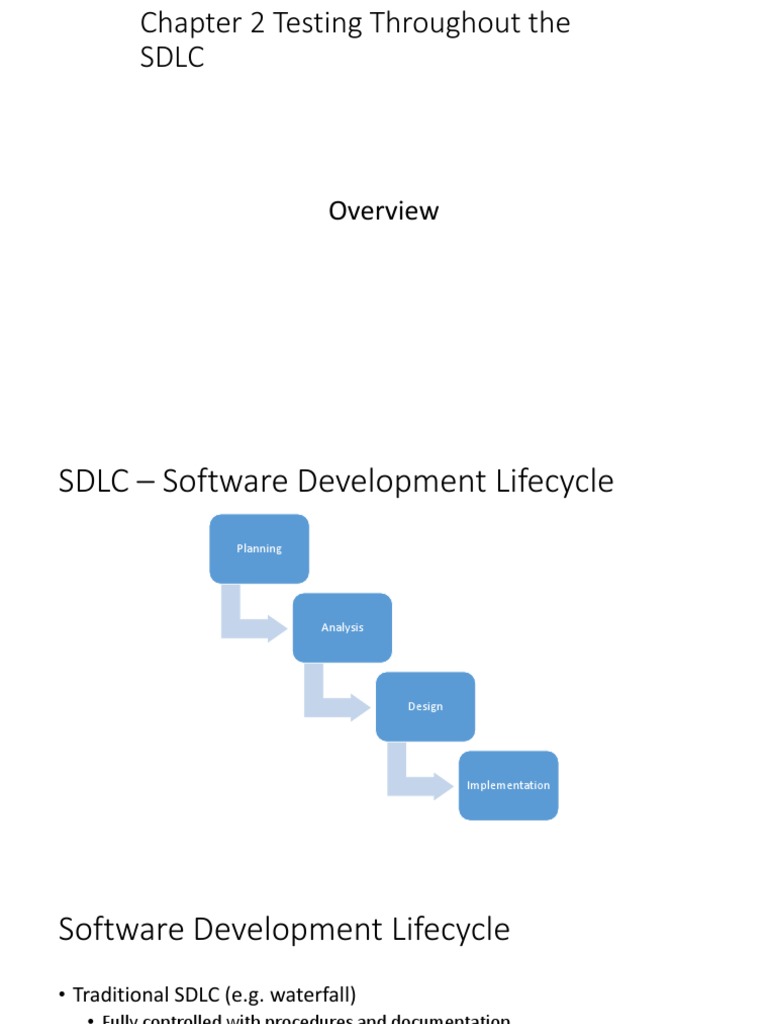 Chapter 2 Testing Throughout The SDLC Jan21 | PDF | Software Testing ...