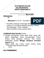 Tata Ibadah Kolom Dalam Rangka Minggu Sengsara Iv - Maret 2023 Persiapan: Menyanyi KJ No 33 - Suaramu Kudengar