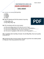 Revision Worksheet 4: CL 4 - MATHEMATICS (2021-22)