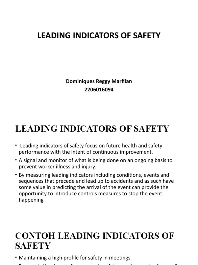 Leading Indicators of Safety Explained | PDF