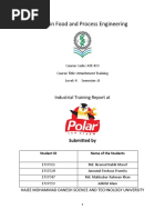 B. SC in Food and Process Engineering: Industrial Training Report at