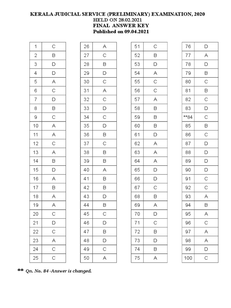 Answer Key MM 2021 Exam | PDF