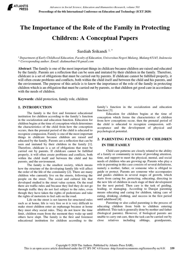 The Importance of The Role of The Family in Protec | PDF | Family ...
