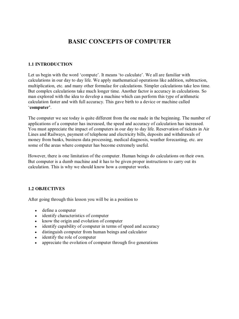 Basic Concepts of Computer: Ôc Ôc Ôc Ôc Ôc Ôc Ôc | PDF | Technological ...