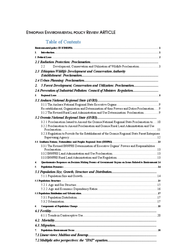 Ethiopian Environmental Policy | PDF | Environmental Law | Radiation