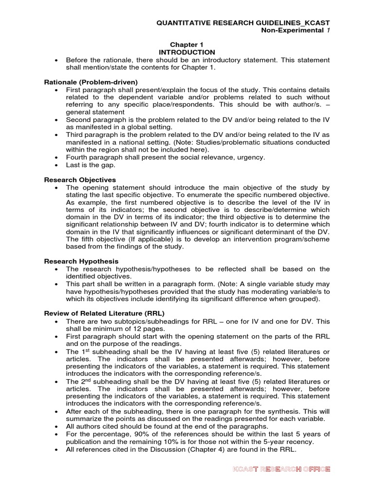 Guidelines for Quantitative RRL Writing | PDF | Sampling (Statistics ...