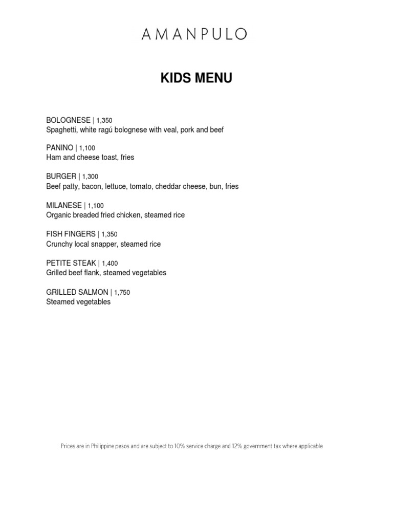 99 RESTAURANT KIDS MENU WITH PRICES PDF USA intelligence overview