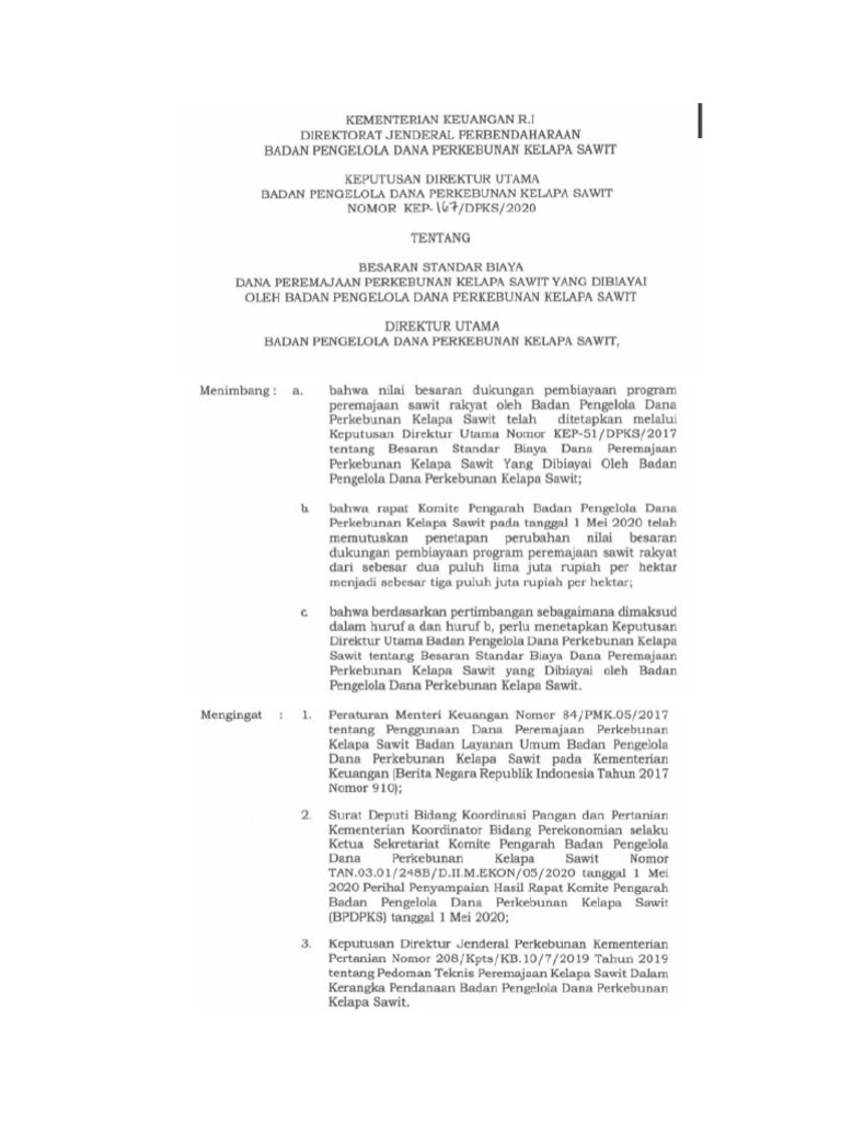 Standar Replenting Kebun Sawit 2020 | PDF