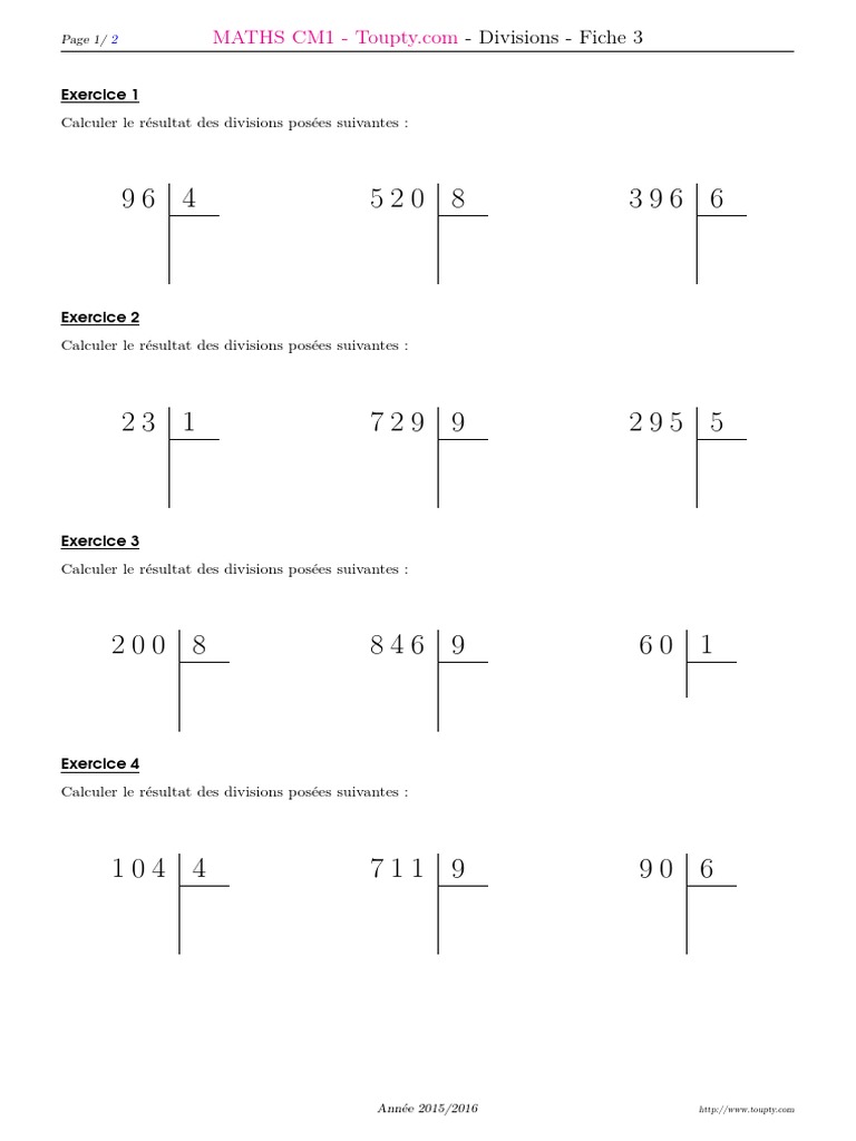 Exercices Division Cm1 à Imprimer Division Cm1 3 | PDF | Échecs