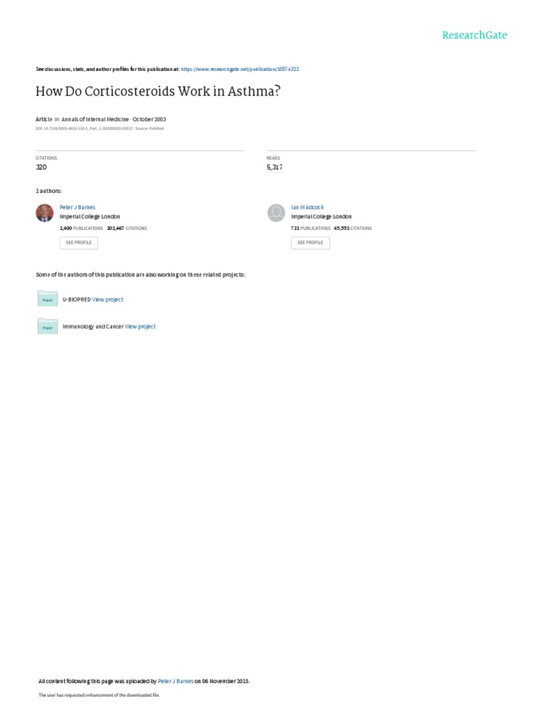 How Do Corticosteroids Work in Asthma PDF Glucocorticoid Histone