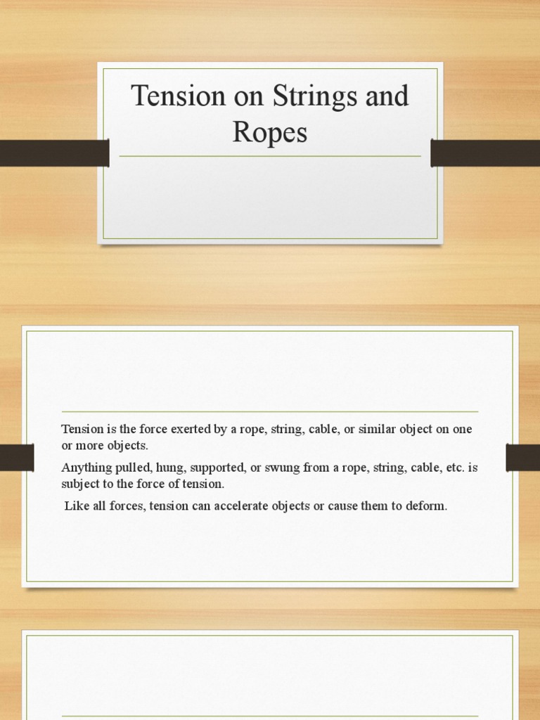 Tension in Strings and Ropes PDF Force Weight