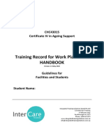 Training Record For Work Placement Handbook: CHC43015 Certificate IV in Ageing Support