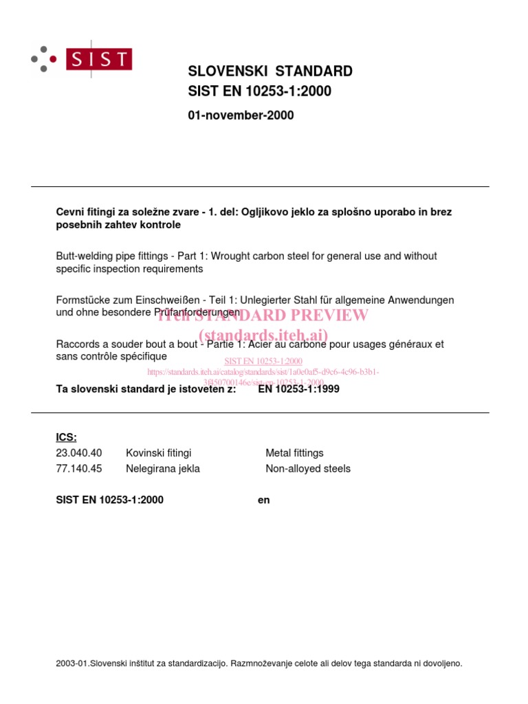 EN 10253-1: Carbon Steel Standards | PDF | Steel | Metals