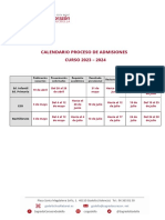 Calendario Proceso Admisiones 23-24