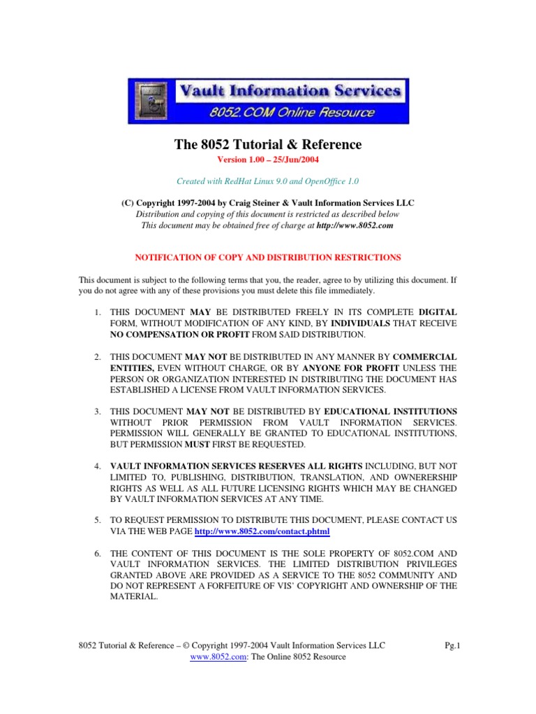 8052com Tutorial - Reference | PDF | Microcontroller | Random Access Memory