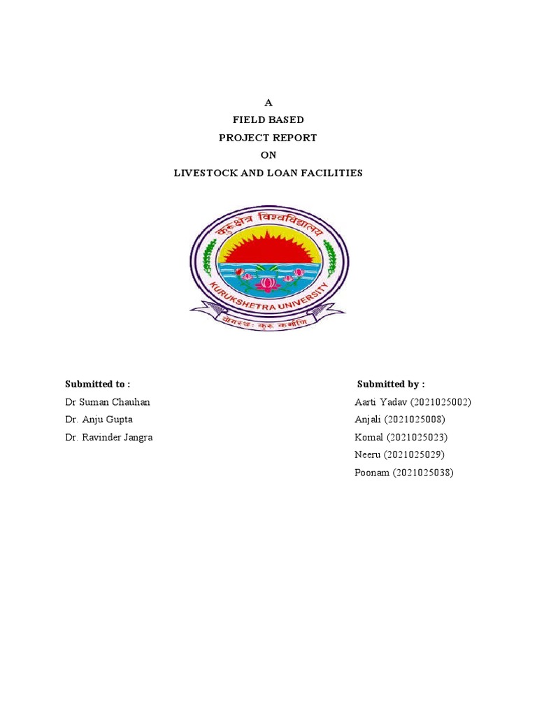 A Field Based Project Report ON Livestock and Loan Facilities | PDF ...
