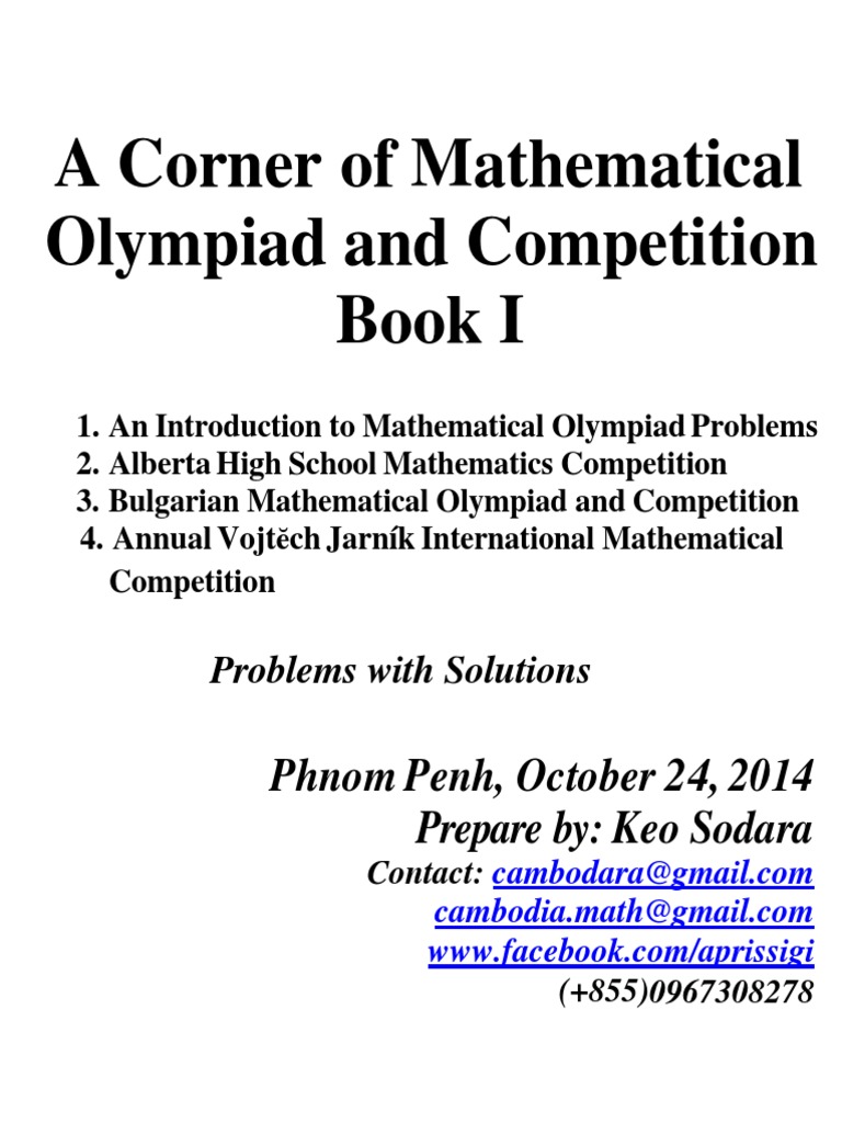 A Corner of Mathematical Olympiad and Competition Book I: Phnom Penh ...