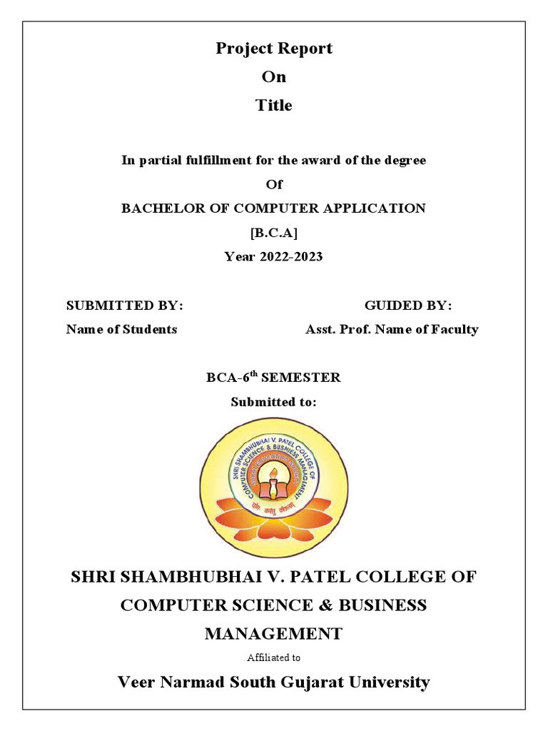 Project Report Cover Page | PDF